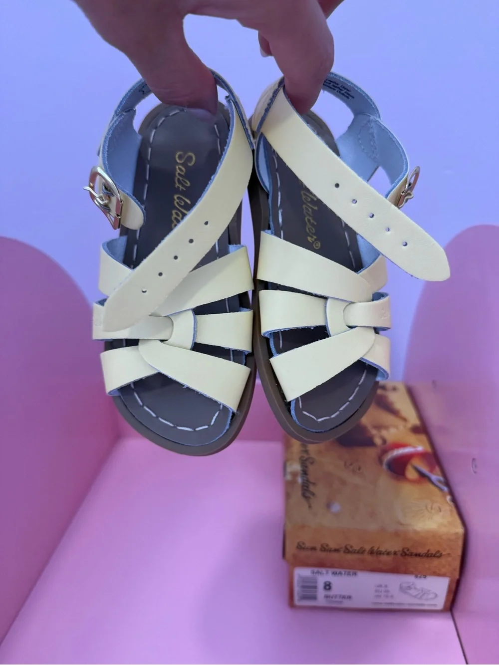 Salt Water Kids Yelow Leather Sandals with Buckle Closure